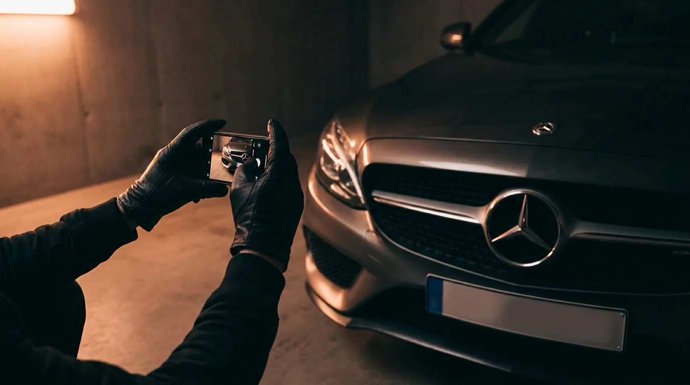 Chauffeur fotografeert de staat van een auto tijdens de 360°-inspectie